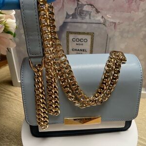 Michael Kors Jade Tri-Color Leather and Gold Tone Chain Shoulder Bag Retail$359